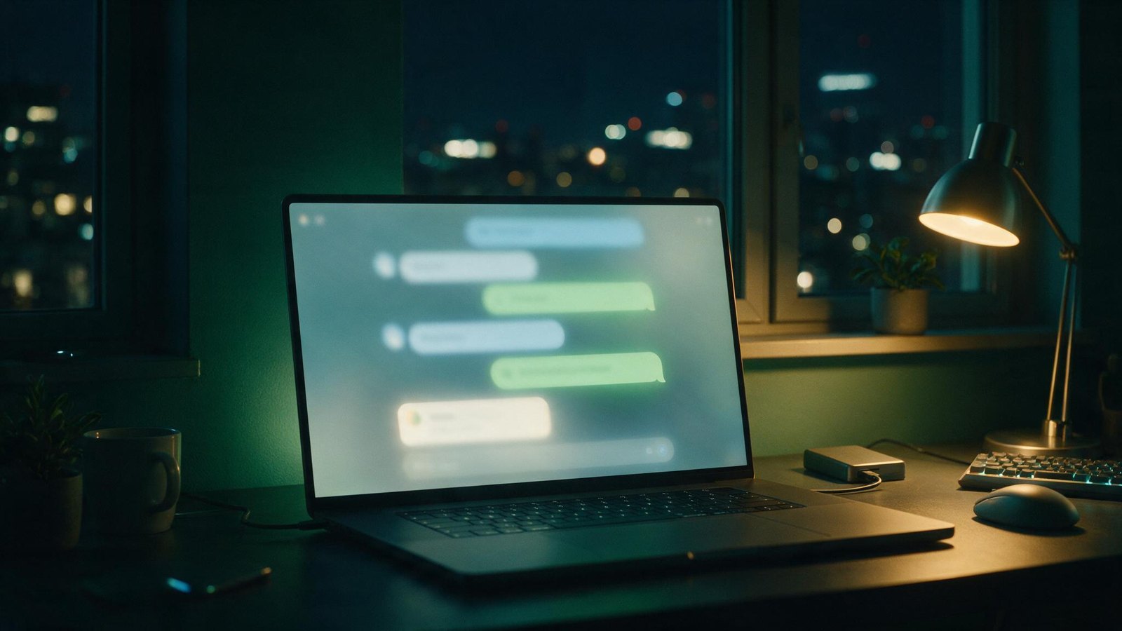 Notebook s otevřenou konverzací v ChatGPT a sponzorovanou reklamou pod odpovědí
